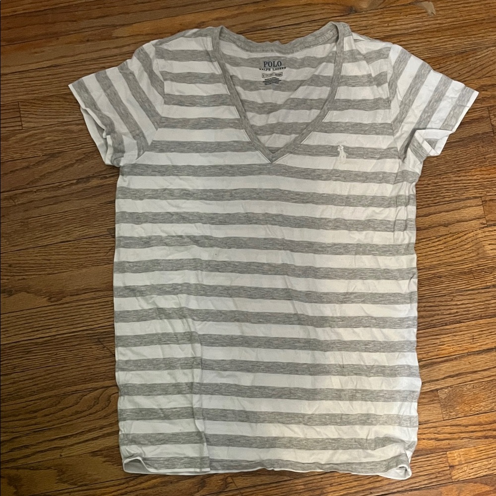 Polo by Ralph Lauren White and Gray Striped Tee
